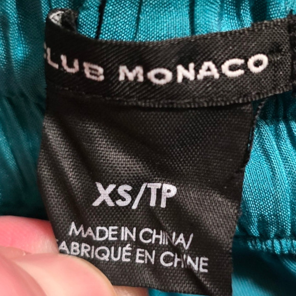 Club Monaco Skirt XS Teal Blue A Line Cotton Silk Casual Metallic Above Knee - Picture 4 of 8